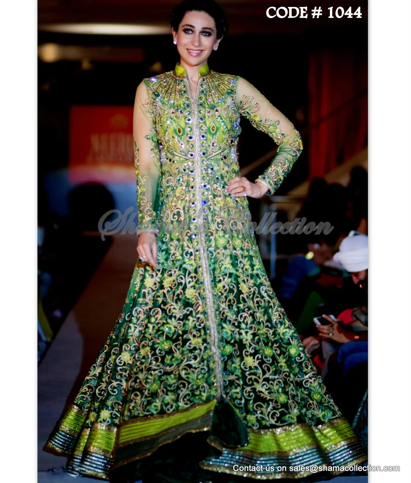 1044 Karisma Kapoor's green-yellow-blue anarkali lehenga Outfit Sets