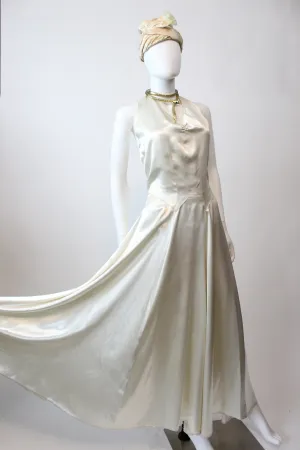 1930s 1940s liquid silk halter dress xs | new winter