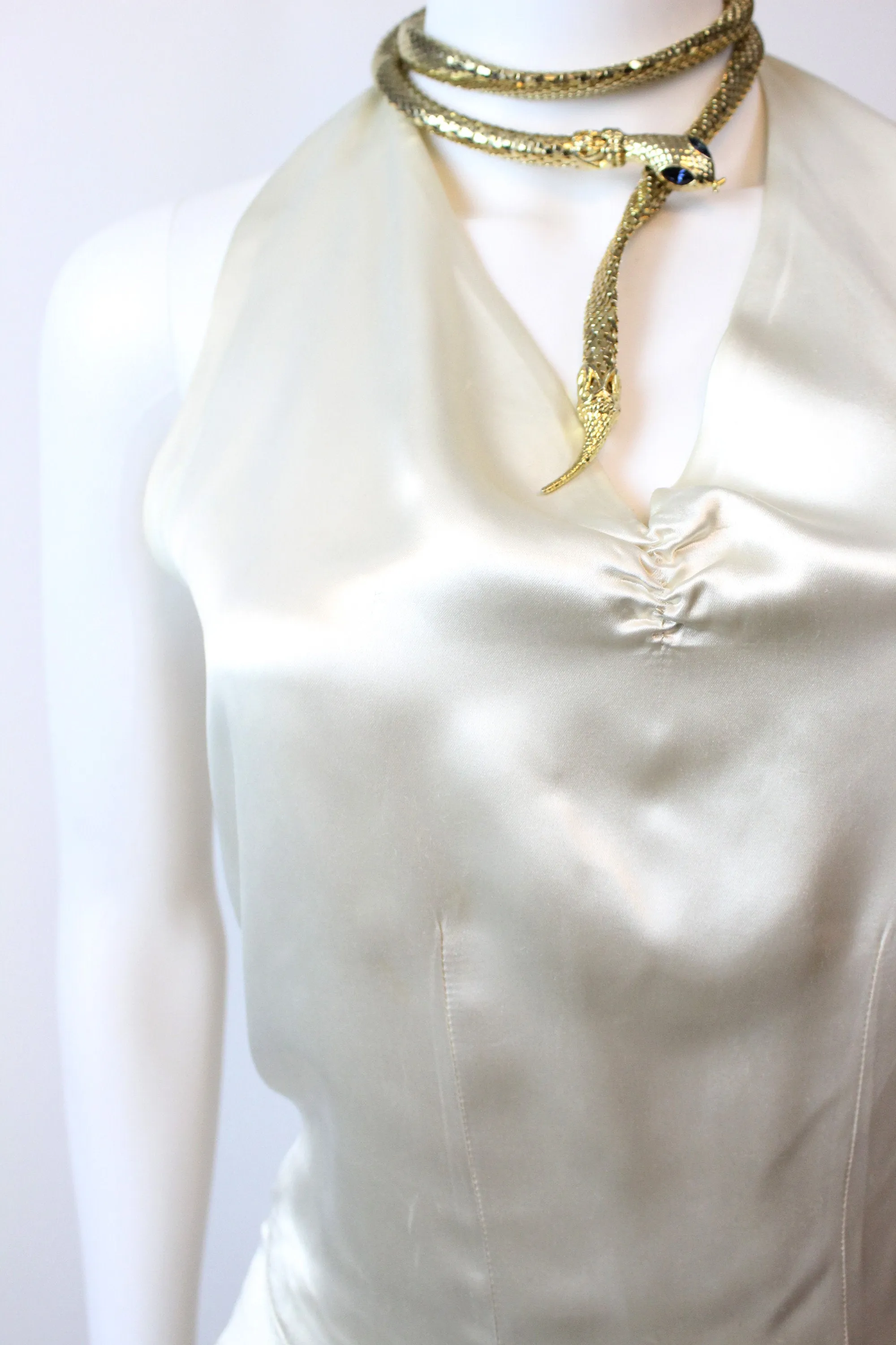 1930s 1940s liquid silk halter dress xs | new winter