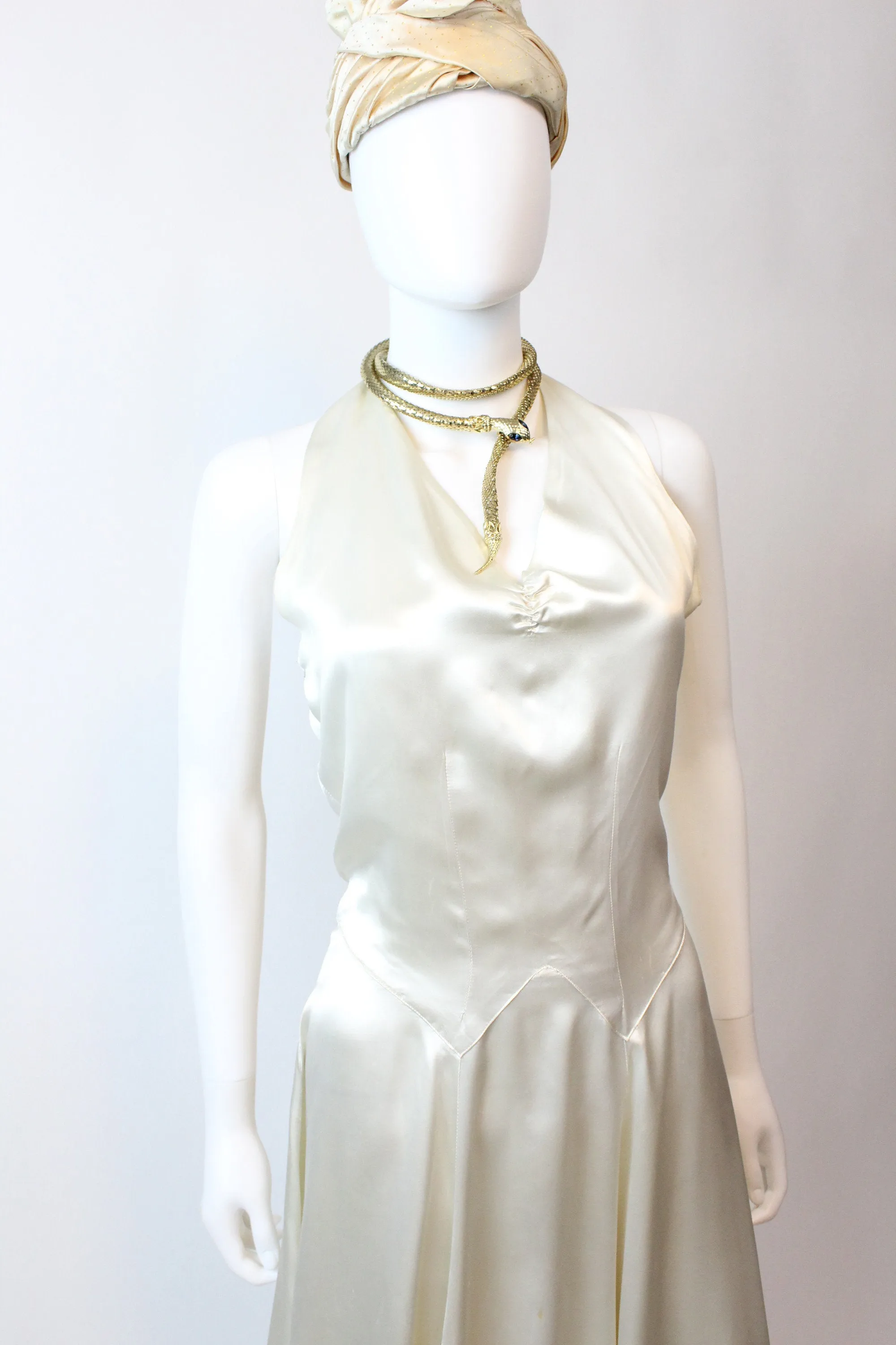1930s 1940s liquid silk halter dress xs | new winter