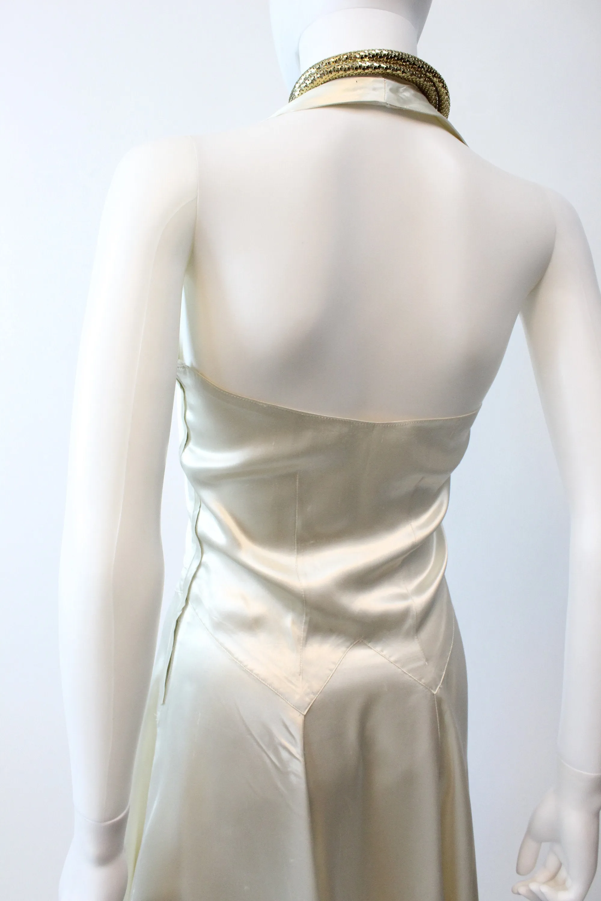 1930s 1940s liquid silk halter dress xs | new winter
