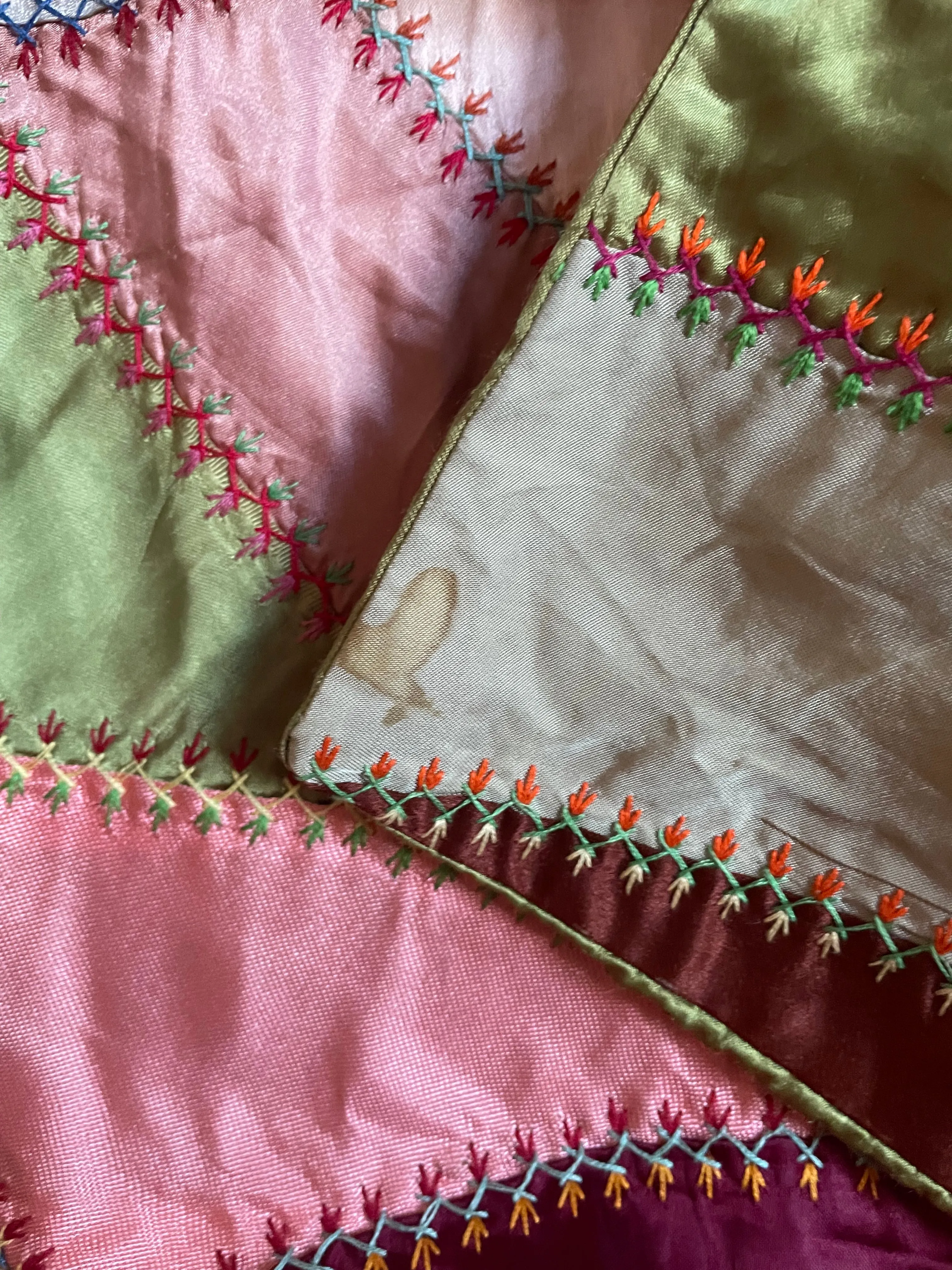 1940s Rainbow Patchwork Silk/Satin Crazy Quilt Jacket