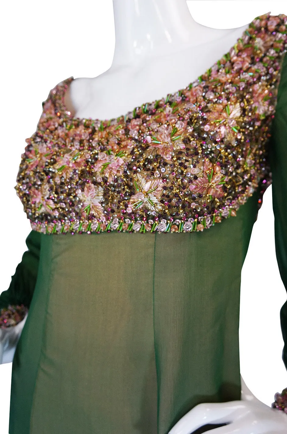 1960s Pierre Balmain Haute Couture Beaded Silk Dress