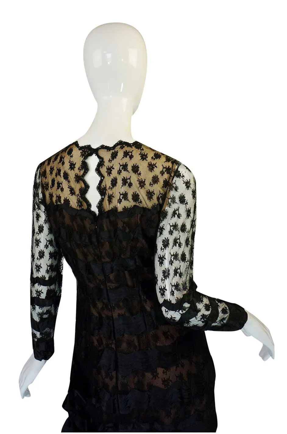 1970s Bill Blass Lace & Ribbons Dress