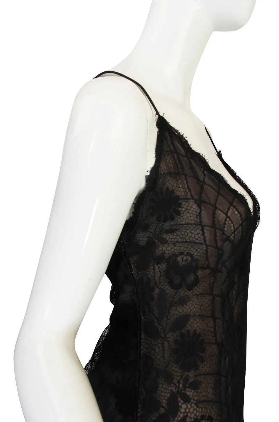1970s Fine Lace Sexy James Galanos Couture Slip Dress