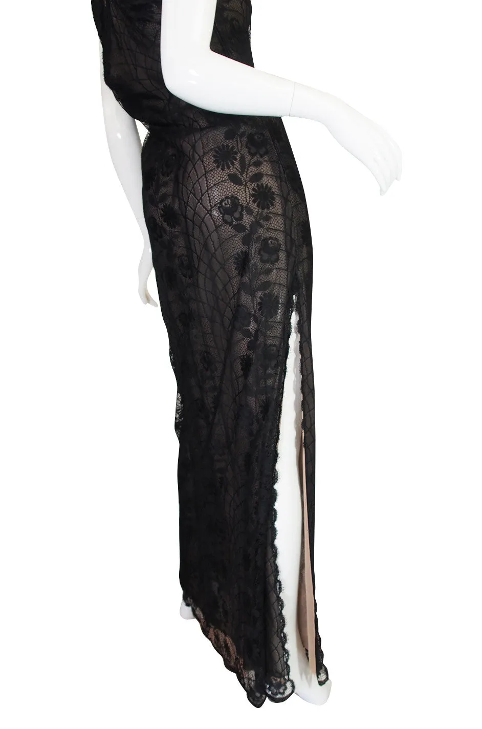 1970s Fine Lace Sexy James Galanos Couture Slip Dress