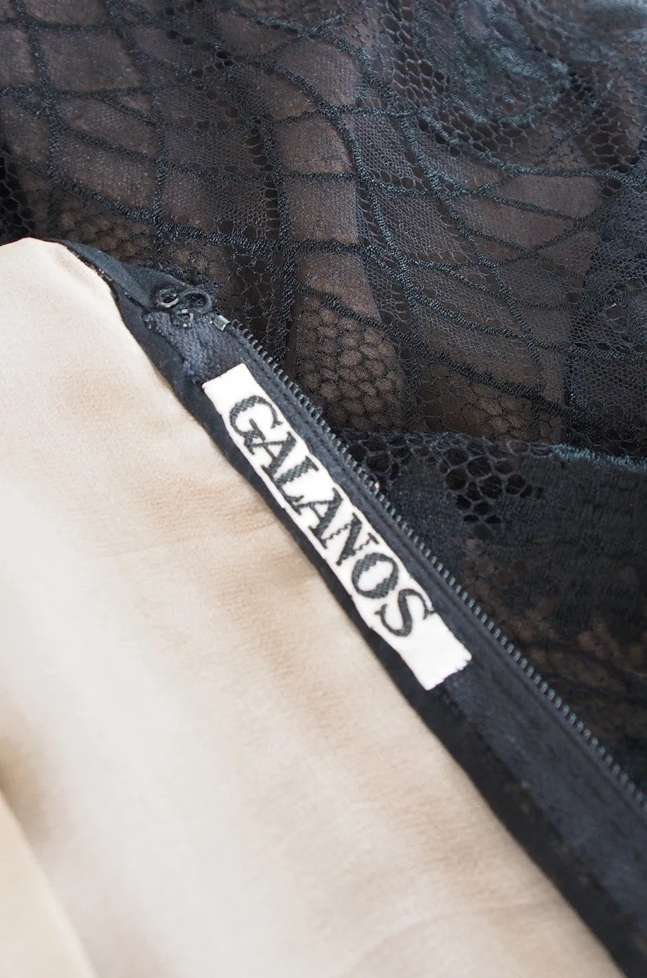 1970s Fine Lace Sexy James Galanos Couture Slip Dress