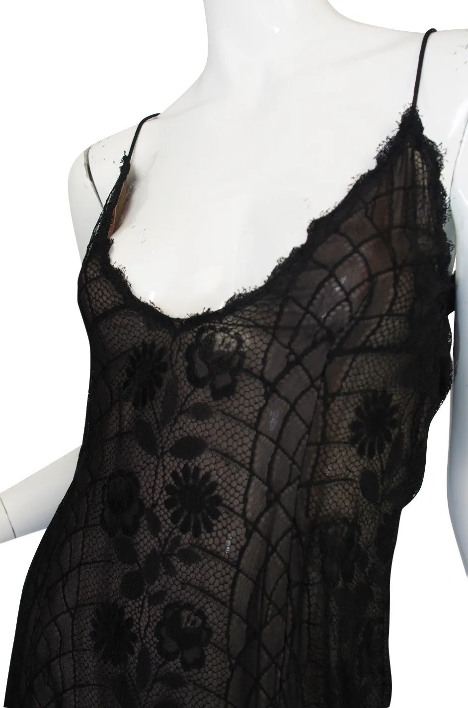 1970s Fine Lace Sexy James Galanos Couture Slip Dress