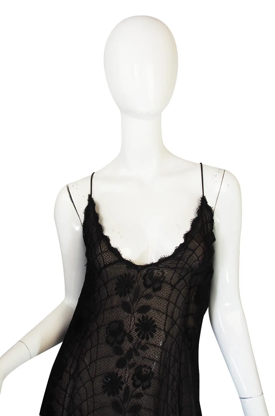 1970s Fine Lace Sexy James Galanos Couture Slip Dress