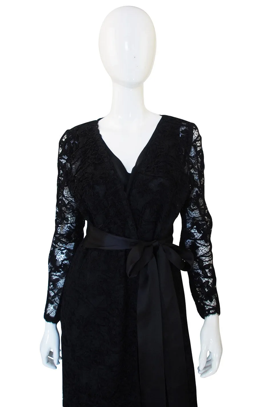 1970s Givenchy Silk Dress & Lace Overlay