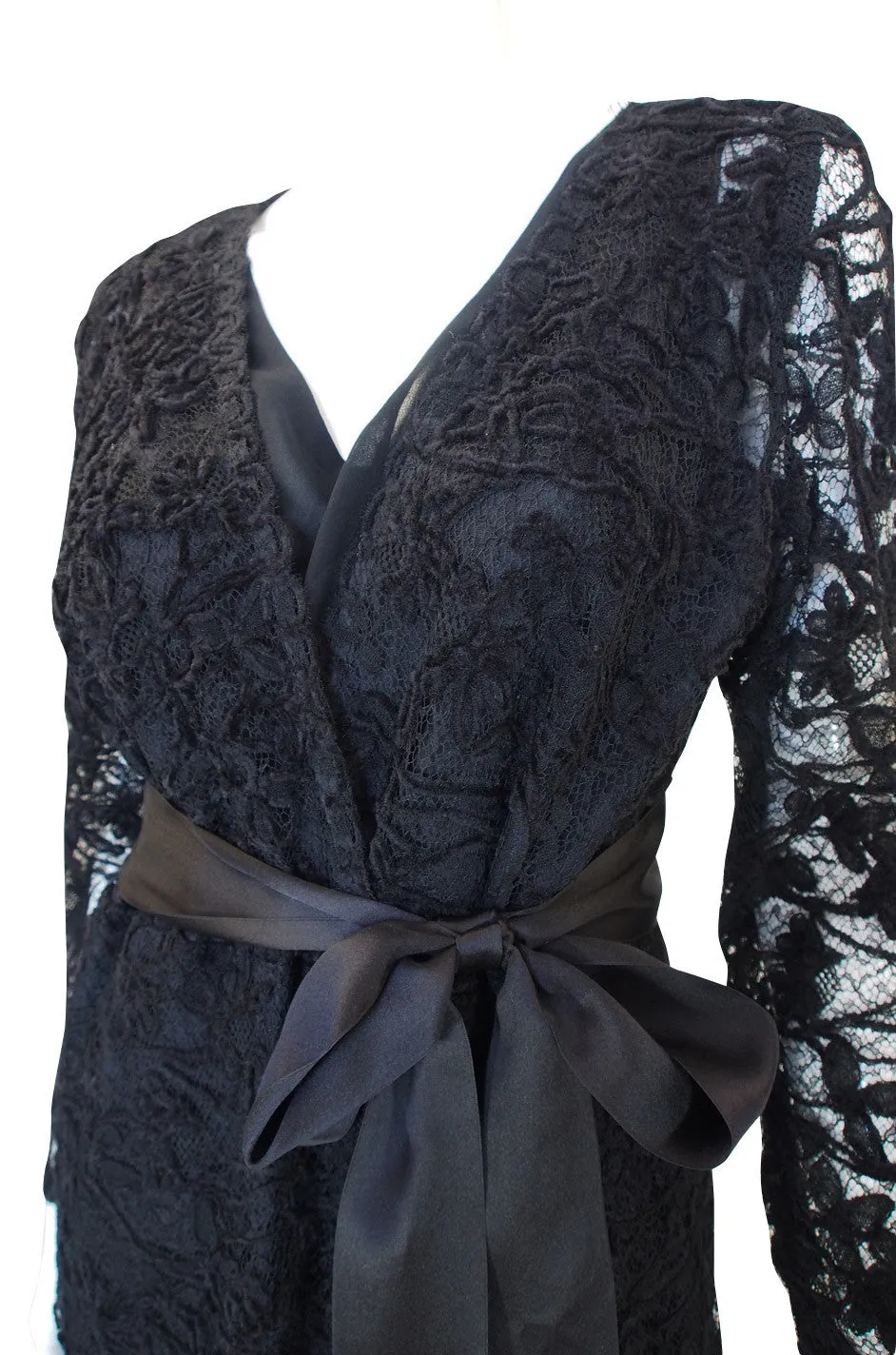 1970s Givenchy Silk Dress & Lace Overlay