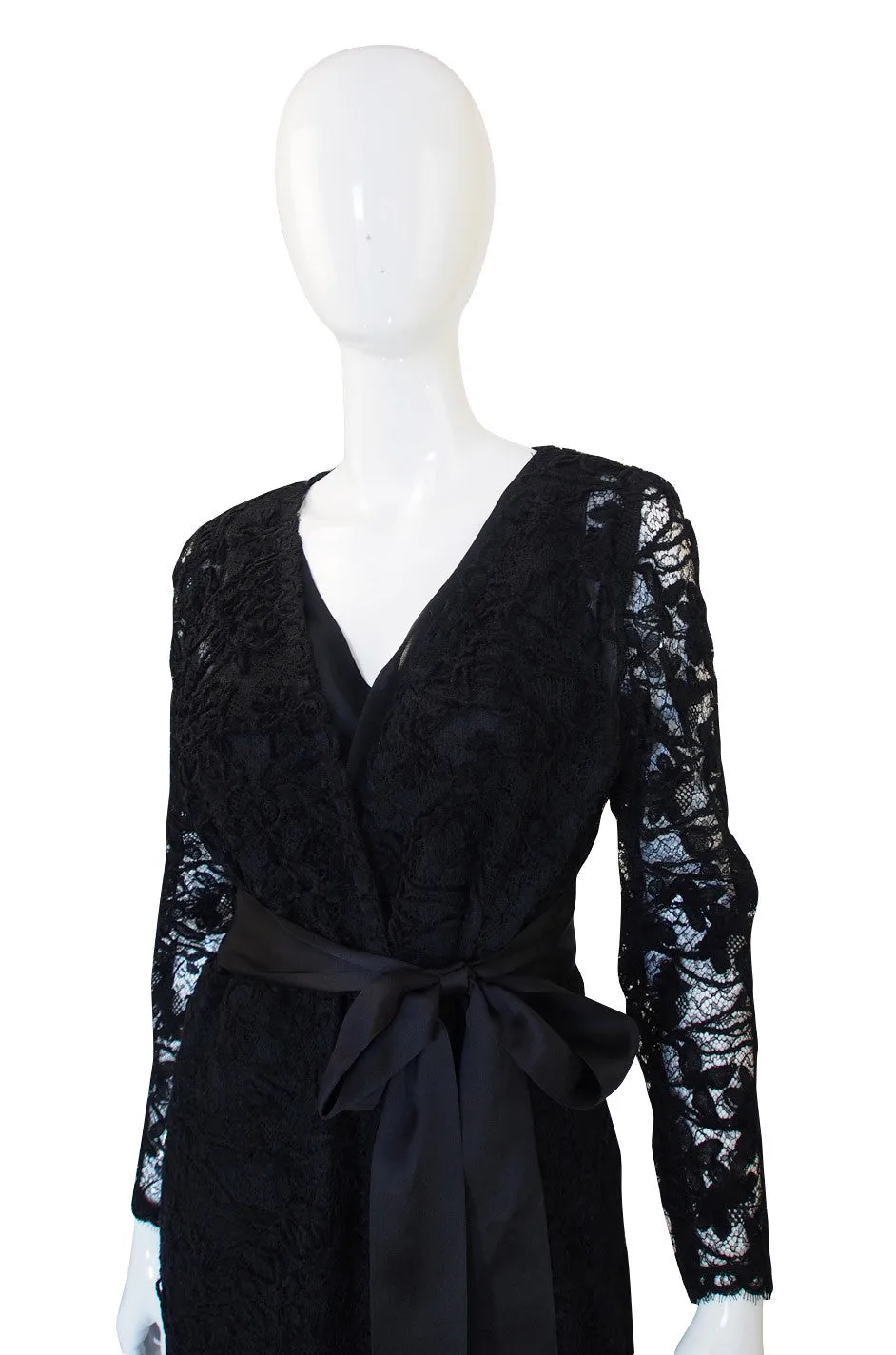 1970s Givenchy Silk Dress & Lace Overlay