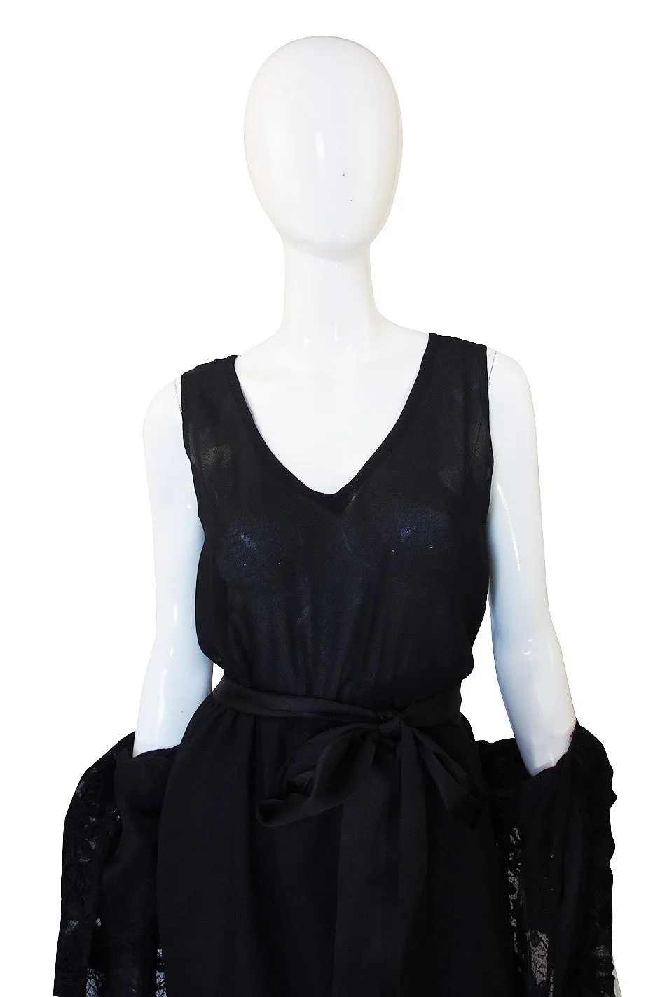 1970s Givenchy Silk Dress & Lace Overlay