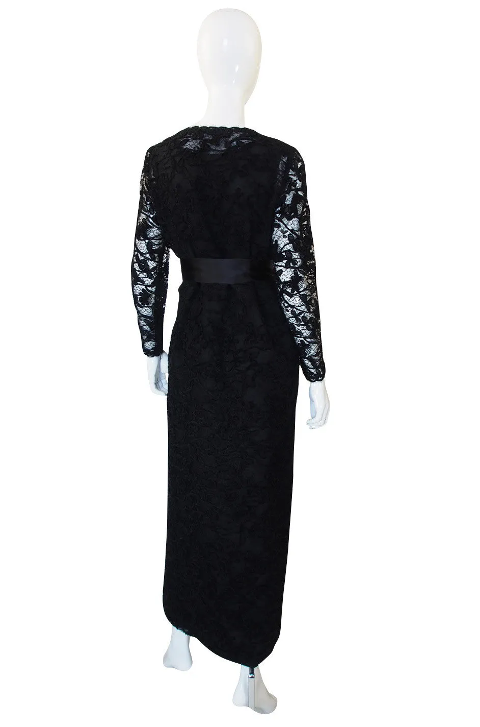 1970s Givenchy Silk Dress & Lace Overlay