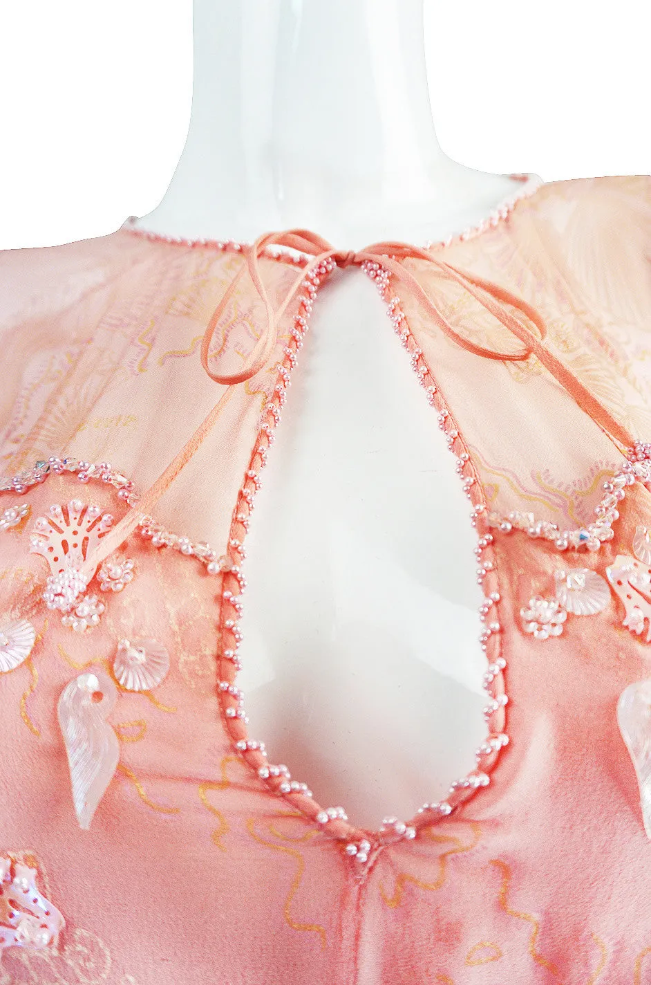 1972-73 Zandra Rhodes Seashell Silk Chiffon Dress