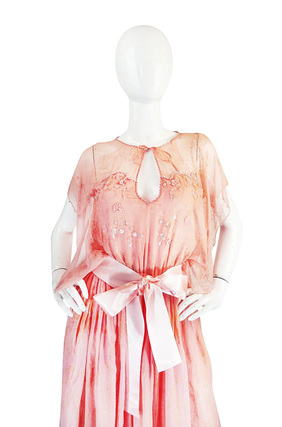 1972-73 Zandra Rhodes Seashell Silk Chiffon Dress