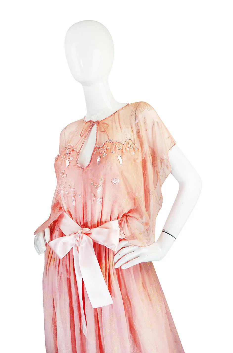 1972-73 Zandra Rhodes Seashell Silk Chiffon Dress