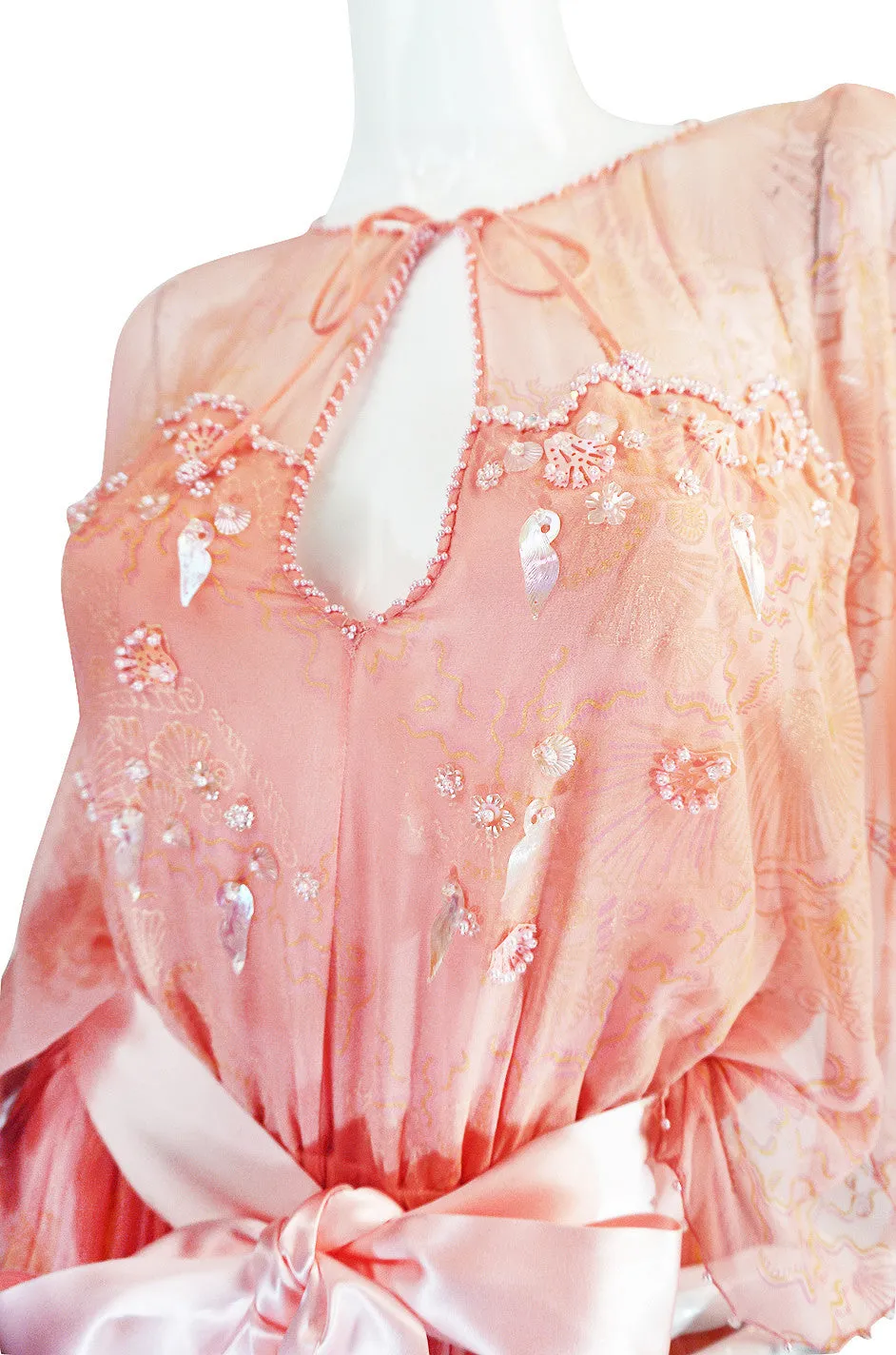 1972-73 Zandra Rhodes Seashell Silk Chiffon Dress