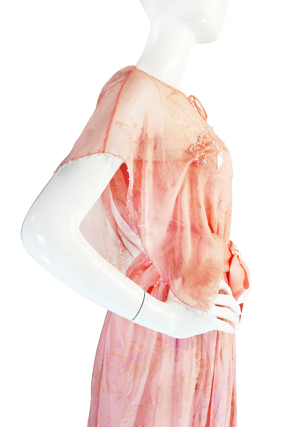 1972-73 Zandra Rhodes Seashell Silk Chiffon Dress