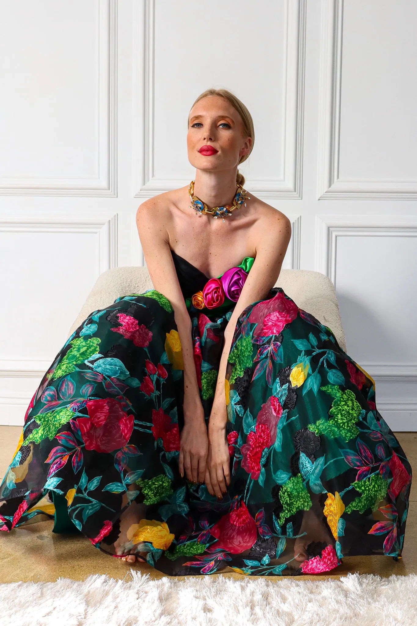 1987 Floral Organza Gown