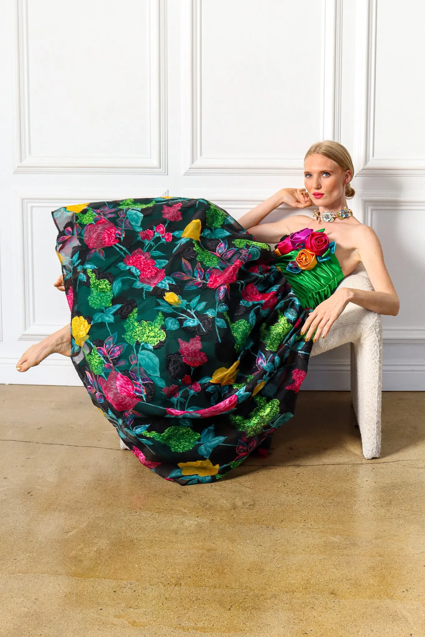 1987 Floral Organza Gown