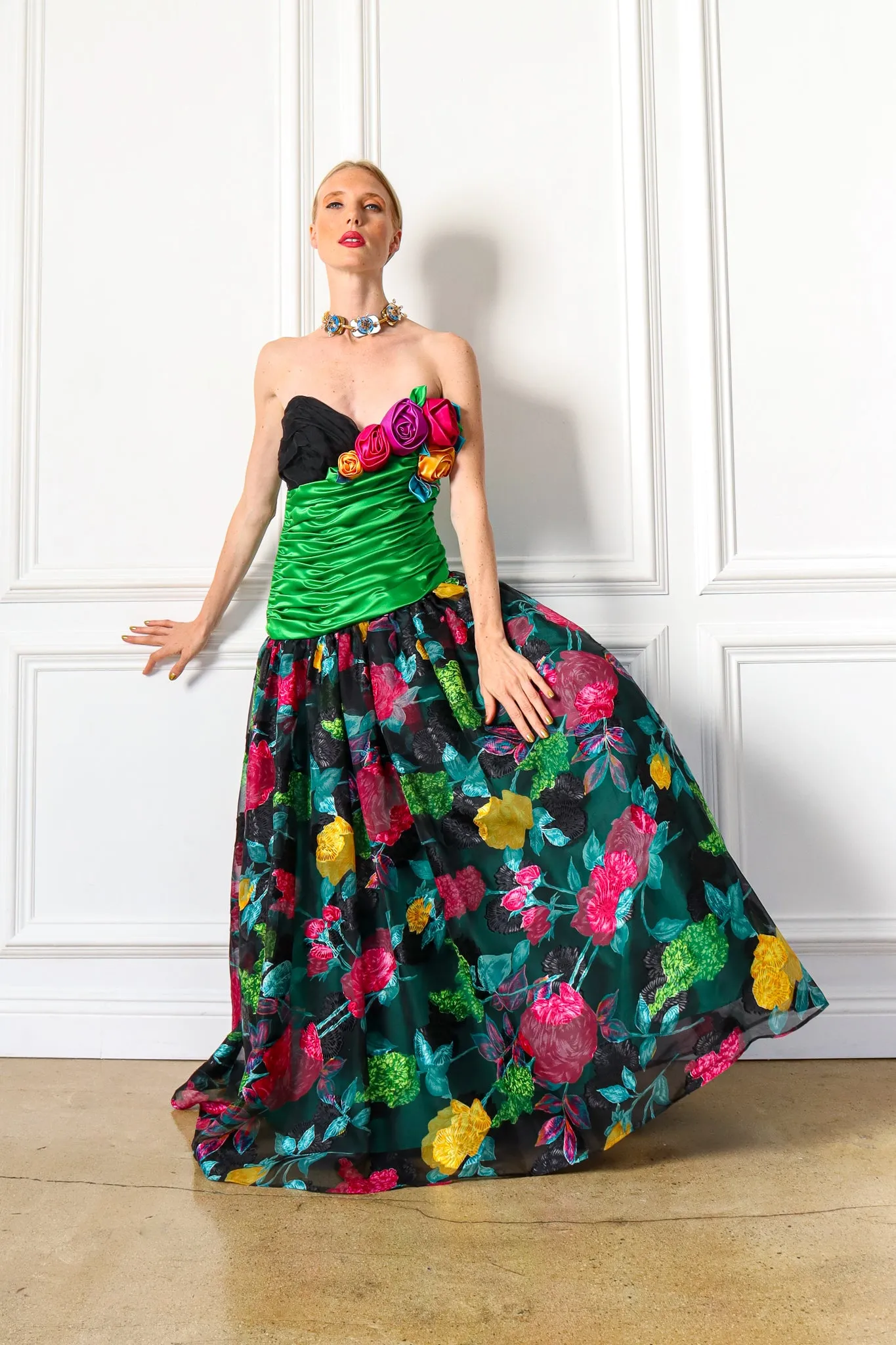 1987 Floral Organza Gown