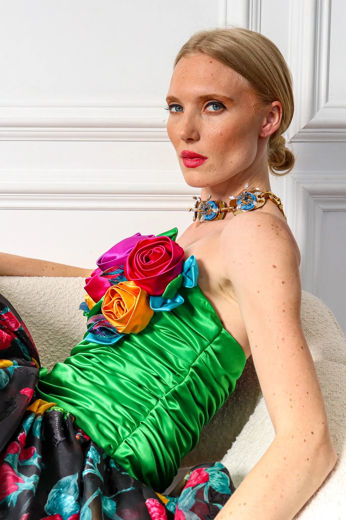 1987 Floral Organza Gown