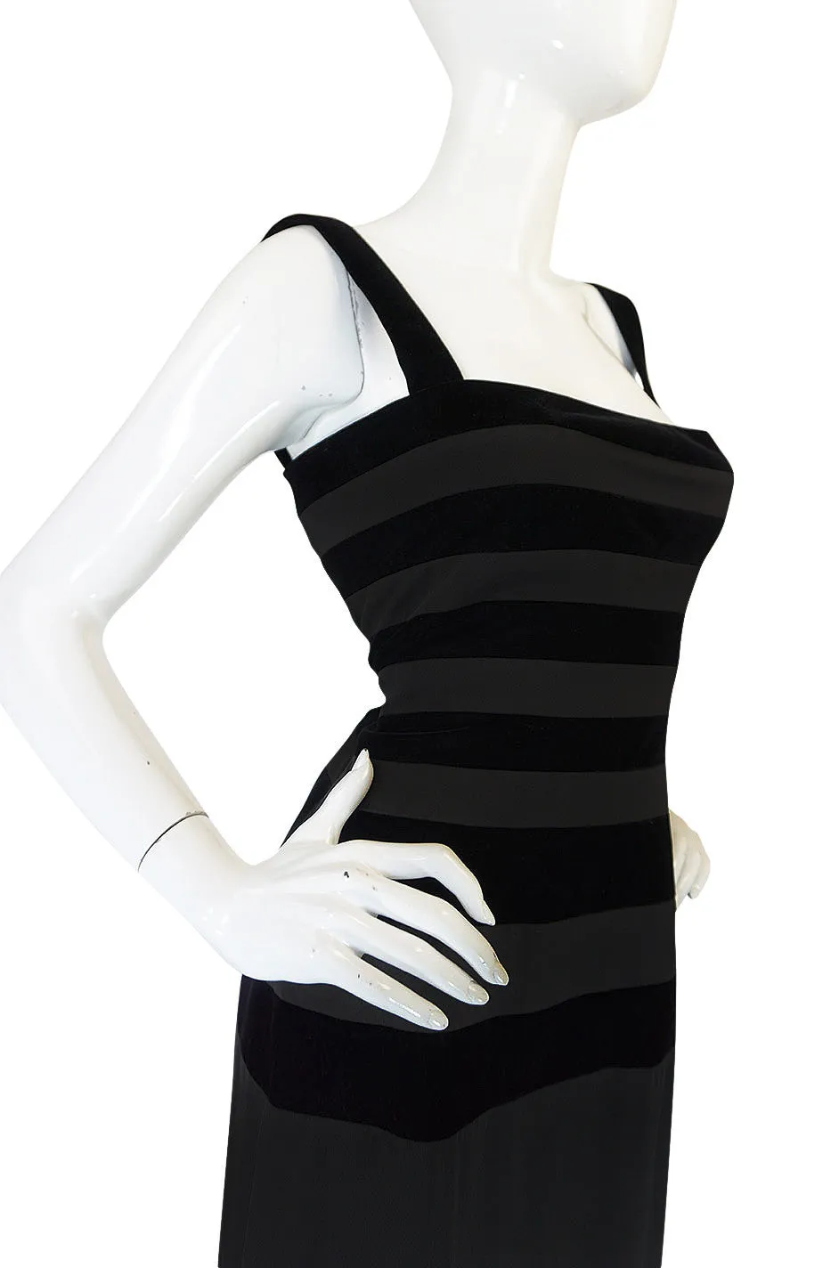 1990s Herve Leger Black Velvet and Silk Bandage Dress