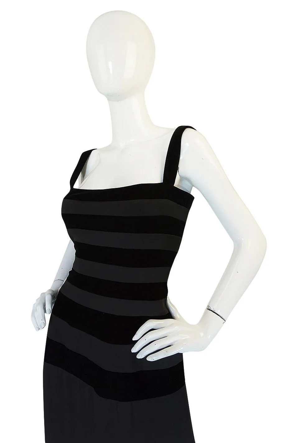 1990s Herve Leger Black Velvet and Silk Bandage Dress