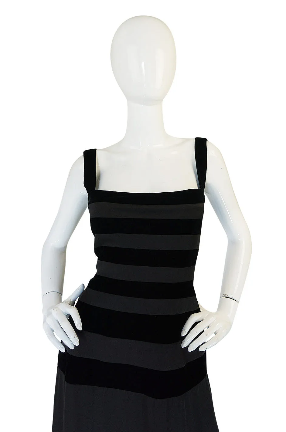 1990s Herve Leger Black Velvet and Silk Bandage Dress