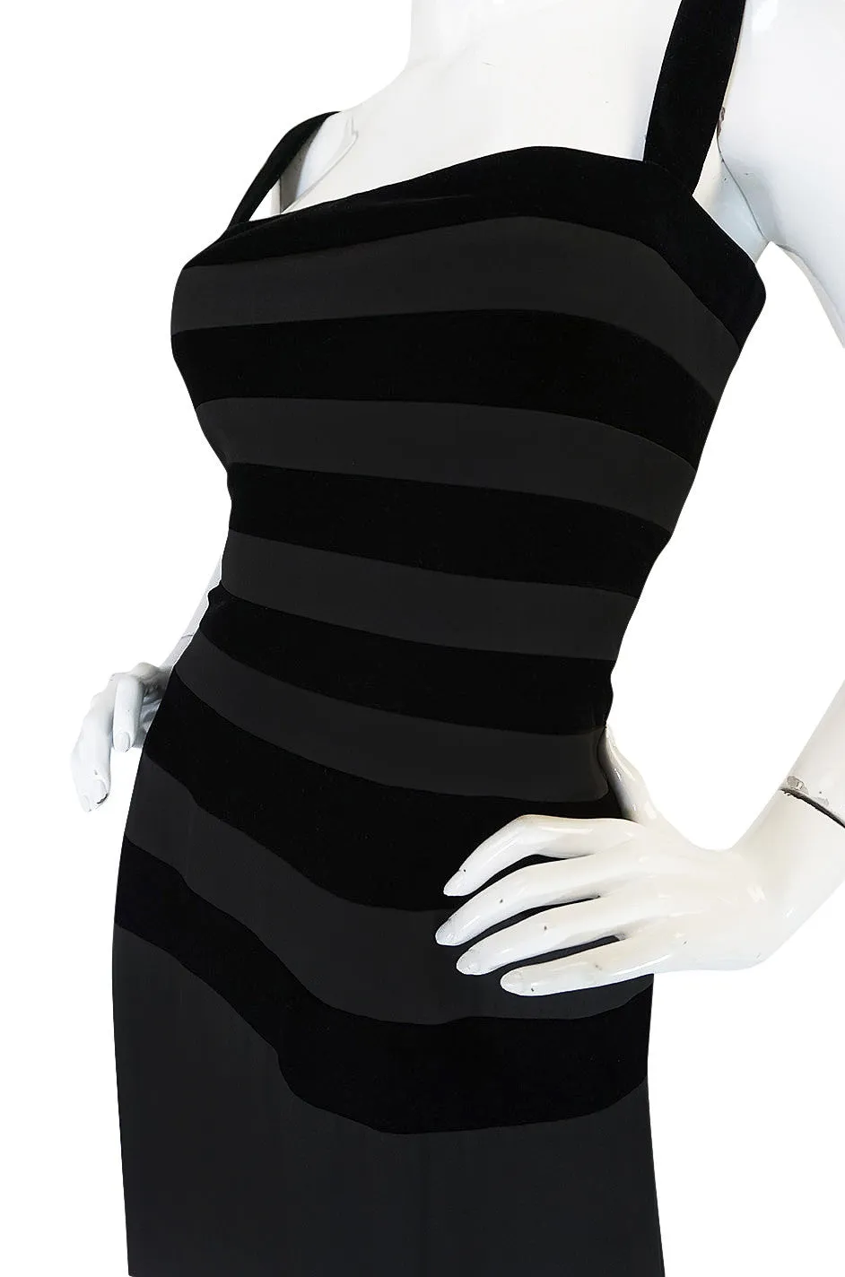 1990s Herve Leger Black Velvet and Silk Bandage Dress