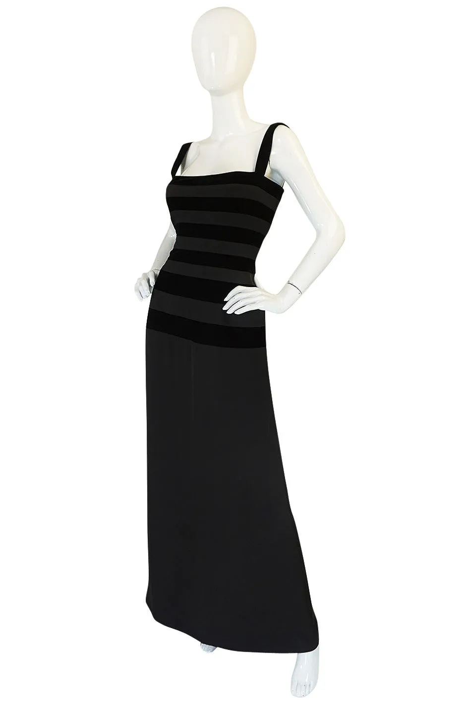 1990s Herve Leger Black Velvet and Silk Bandage Dress