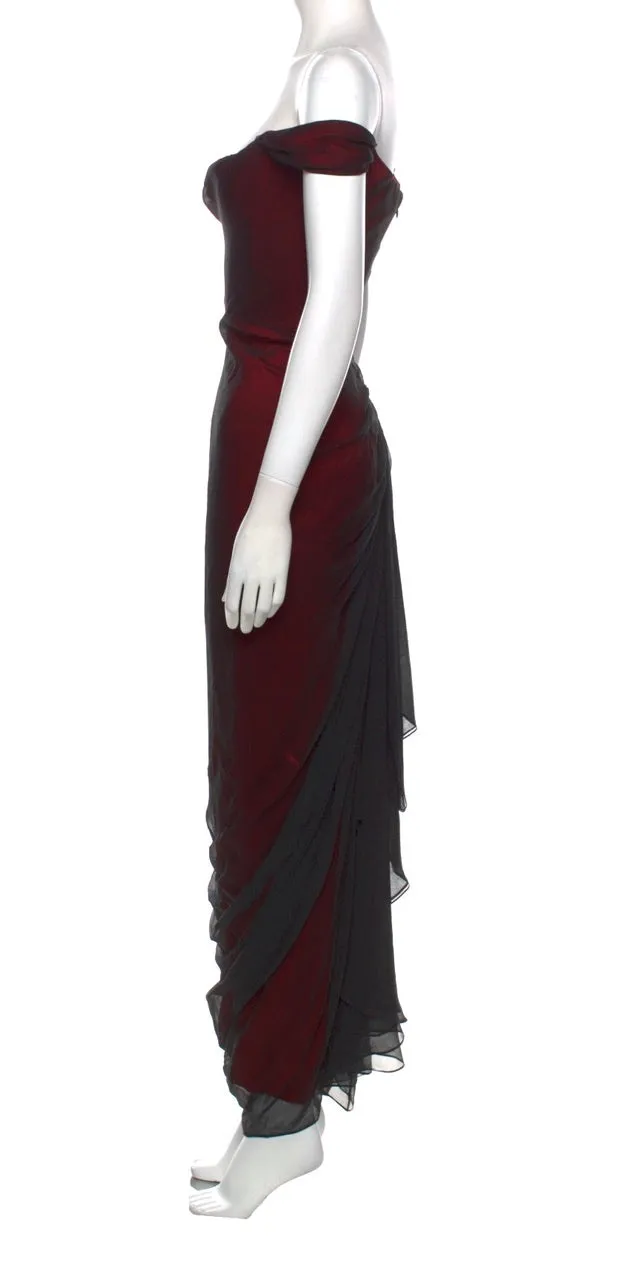 1990s RICHARD TYLER COUTURE off the shoulder evening gown