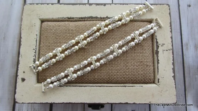 2 Strand Swarovski Crystal and Pearl Bracelet