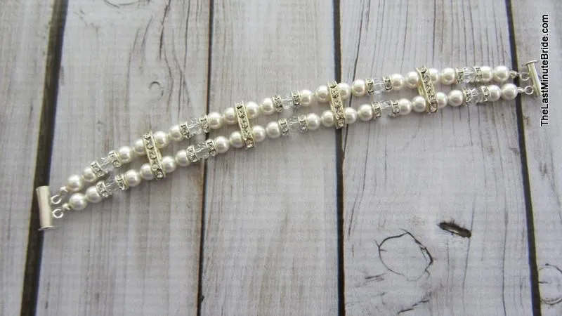 2 Strand Swarovski Crystal and Pearl Bracelet