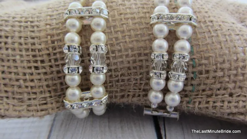 2 Strand Swarovski Crystal and Pearl Bracelet