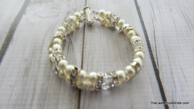 2 Strand Swarovski Crystal and Pearl Bracelet
