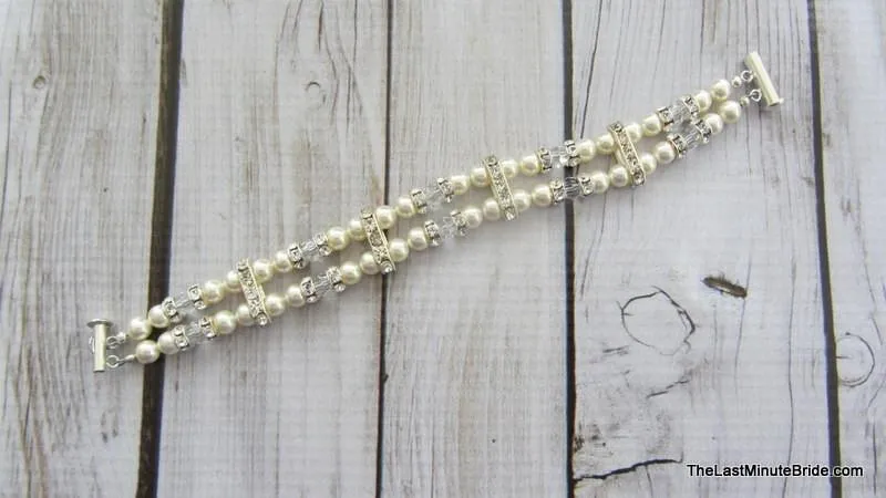 2 Strand Swarovski Crystal and Pearl Bracelet