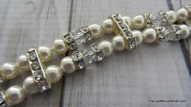 2 Strand Swarovski Crystal and Pearl Bracelet