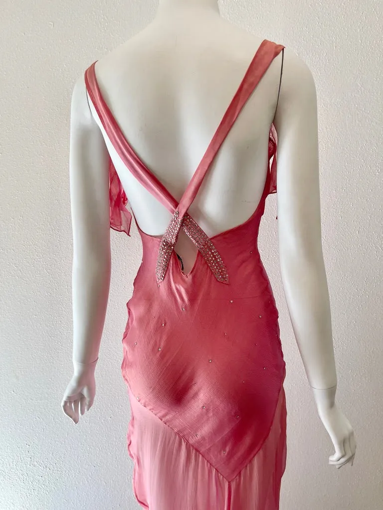 2002 CHRISTIAN DIOR Sheer Pink Embellished Gown