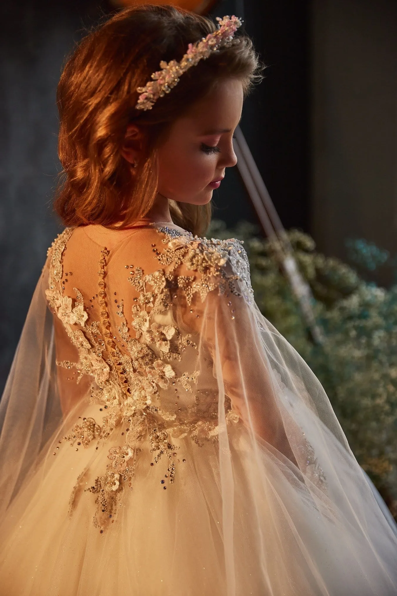 3209 Wing Sleeve Junior Bridesmaid Dress
