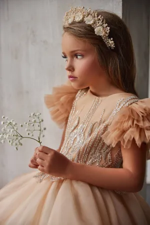 3216 Luxurious Peach Flower Girl Dress