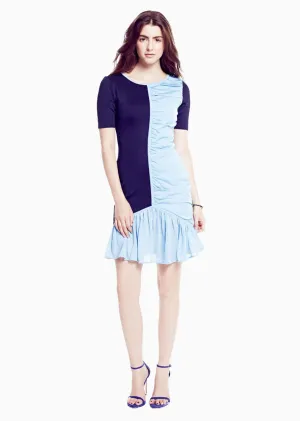 Abelia - Designer Knitted, Short Sleeve Pink or Blue Dress