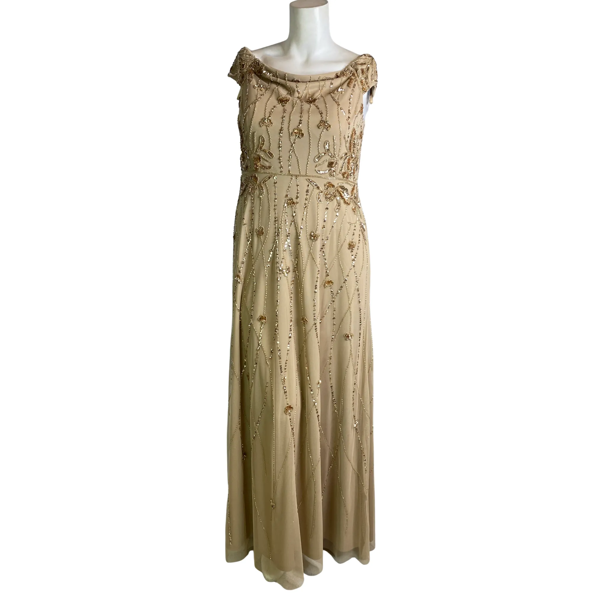 ADRIANNA PAPELL Style 40435 Long Gown Champagne Size 16