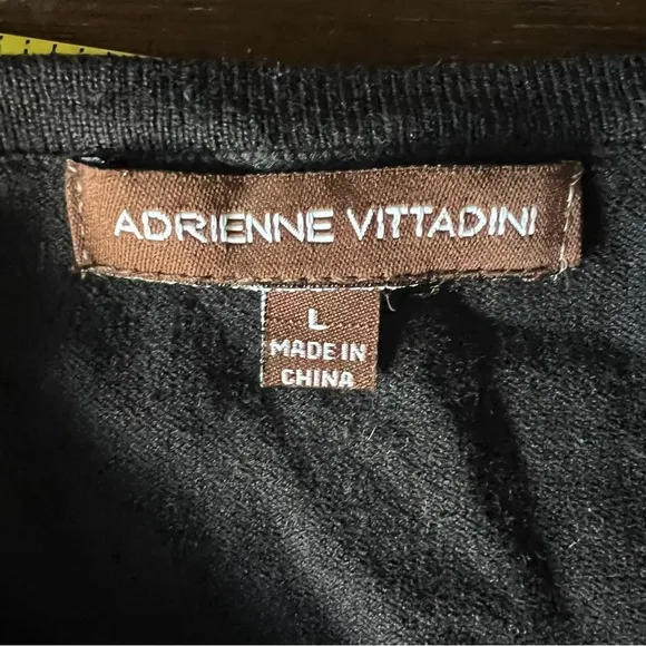ADRIENNE VITTADINI black silk blend gold studded knit mini dress|large