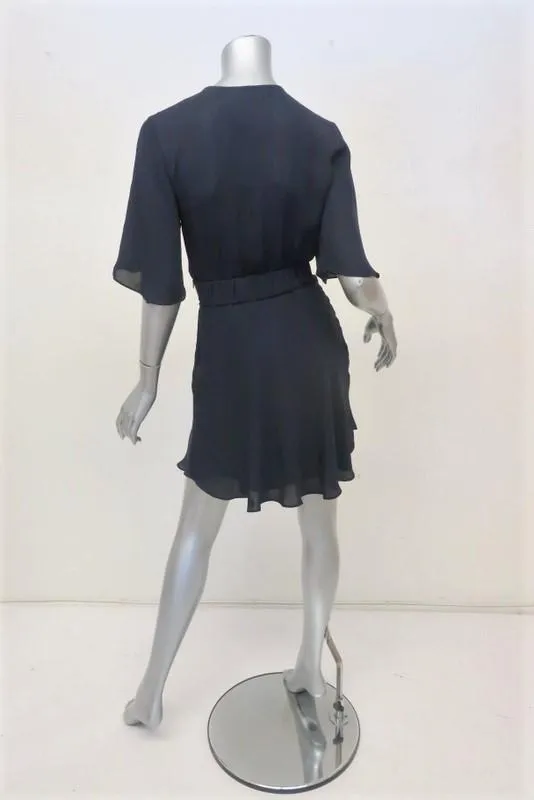 A.L.C. Dress Ava Midnight Twist-Front Silk Size 2 Short Sleeve Mini NEW