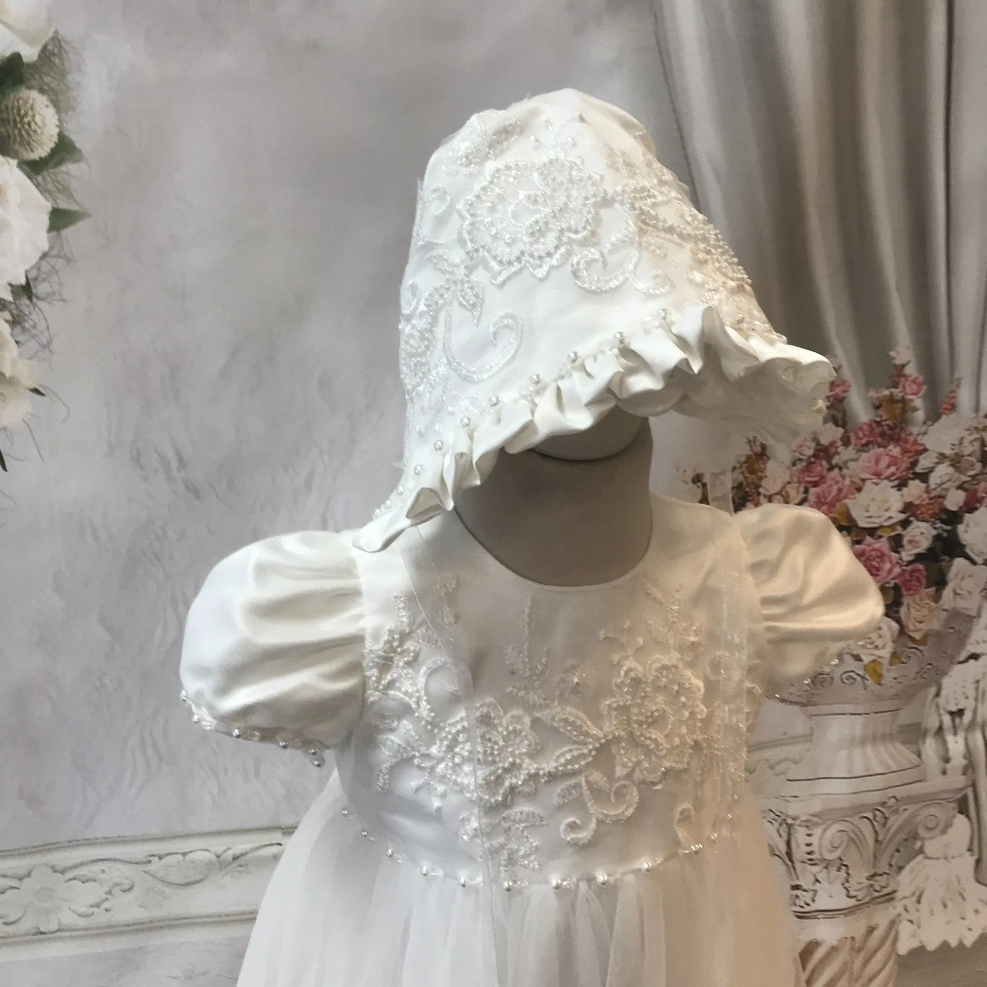Alexa Ivory Christening Gown and Bonnet