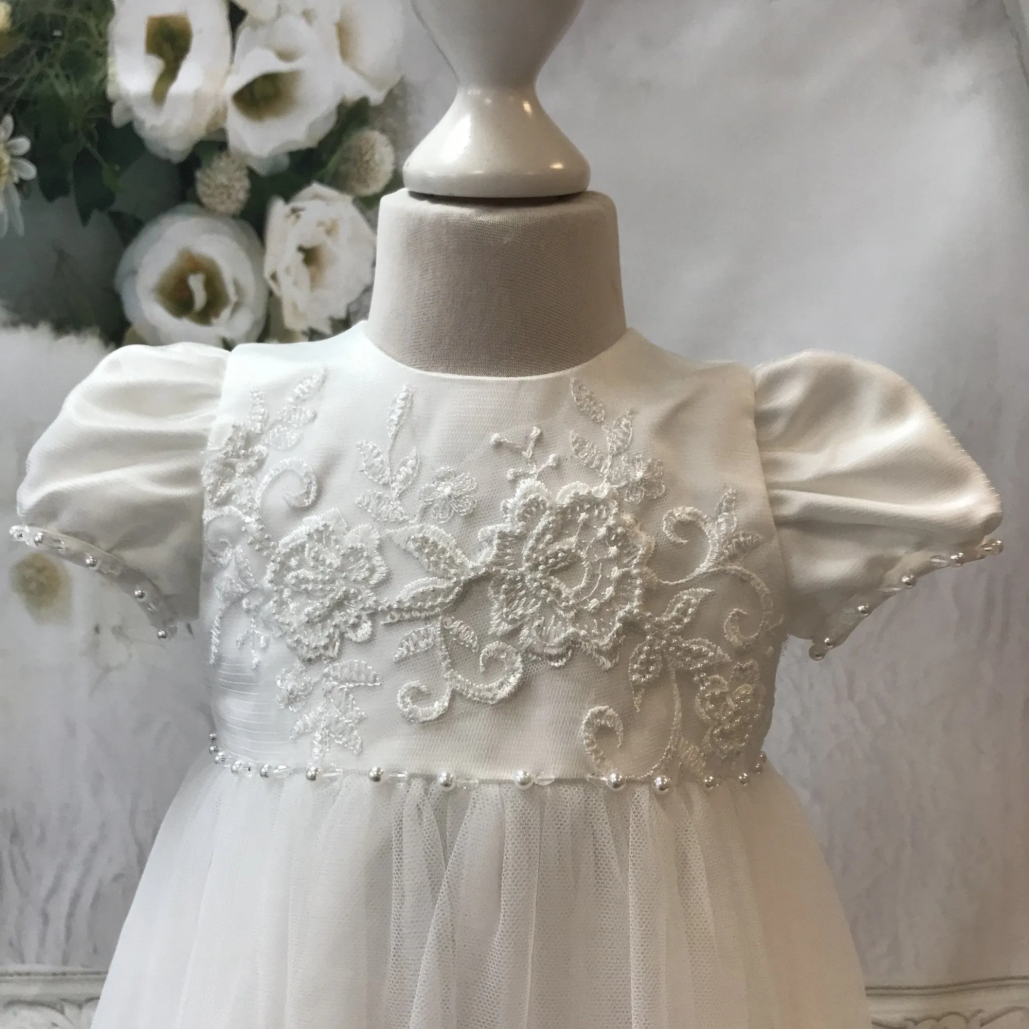 Alexa Ivory Christening Gown and Bonnet