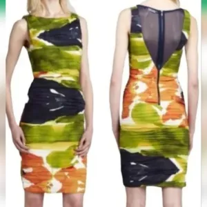 Alice   Olivia Women's Size 2 Valerie Silk Ruched Mesh Dress
