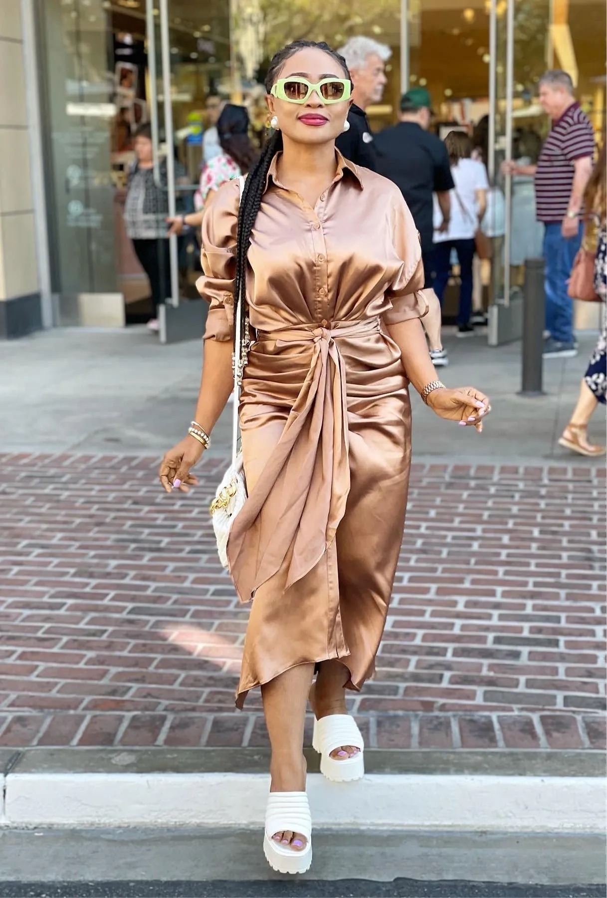 Amelia Long Sleeve Satin Dress